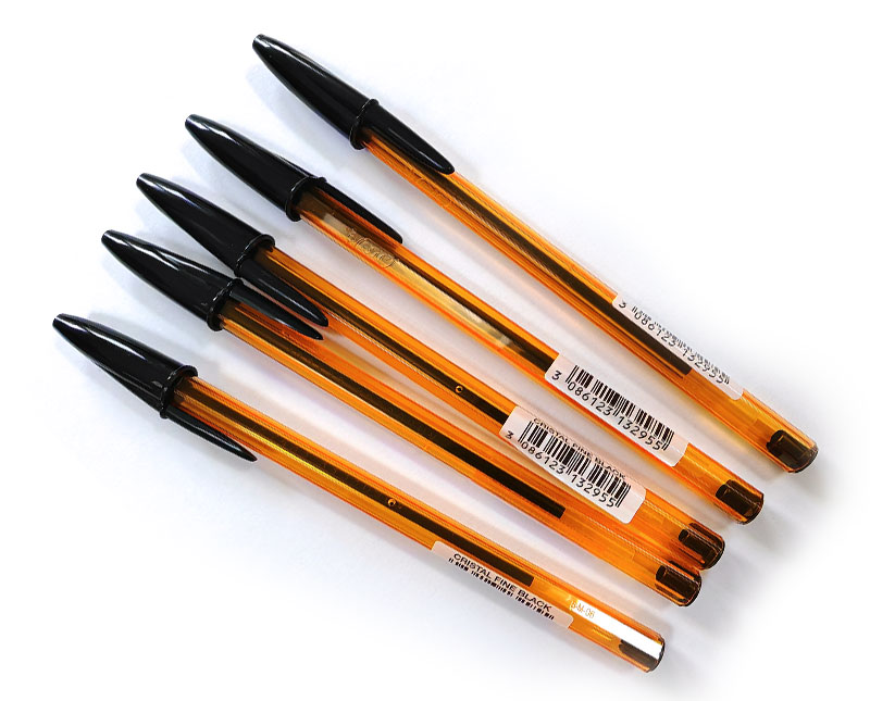 5 x BLACK ink Bic Grip fine point pens by Freehand Designer